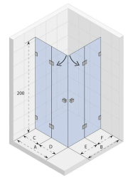 Душевой уголок Riho SZ Scandic NXT Х207, 77х77 см, без поддона, квадратный, пристенный/угловой, стекло прозрачное, (без сифона) без крыши, распашной, стеклянный, алюминиевый профиль (черный)