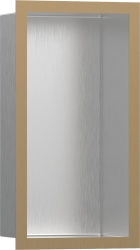Полка Hansgrohe XtraStoris Individual 300/150/100, с дизайнерской рамой, размер 30х15х10 см, встраиваемая в нишу, форма прямоугольная, цвет шлифованная сталь/бронза, нержавеющая сталь, встроенная/настенная, шкаф/короб