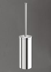 Ершик Art&Max Ovale, напольный, цвет хром, с крышкой, латунь/латунный, дизайнерский, округлый, для туалета/унитаза, щетка для унитаза