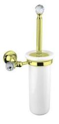 Ершик Cezares OLIMP, настенный, цвет золото 24 карат, с крышкой, латунь/латунный, крышка, округлый, для туалета/унитаза