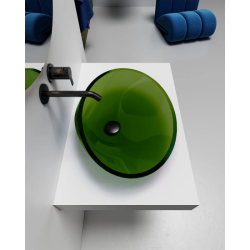 Раковина ABBER Kristall, 53,5х42,5х15 см, накладная, из полиэфирной смолы, овальная, цвет зеленый, без отверстия под смеситель, без слив-перелива, умывальник