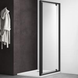 Душевая дверь Aquatek 2000х900, распашная, профиль черный, одностворчатая, материал алюминий/стекло, стекло прозрачное, стеклянное