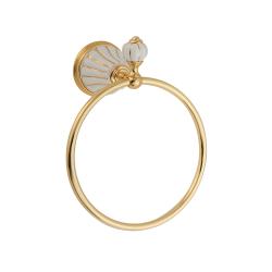 Кольцо для полотенец Migliore Olivia, одинарное, настенный, металлический, форма округлая, для полотенец, в ванную/туалет/душевую кабину, цвет золото/белый