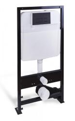 Инсталляция Logan с кнопкой смыва Space/черный матовый, (клавишей смыва, двойного слива), система для подвесного унитаза, со скрытым смывным бачком (бак), комплект, размеры рамы (каркас) 17х55х117 см, скрытая, в сборе