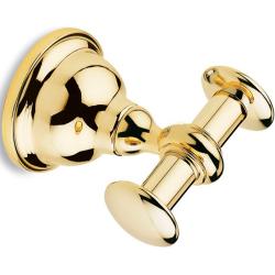 Крючок двойной Webert Ottocento настенный, латунный, форма округлая, для полотенец/халатов в ванную/туалет/душевую кабину, цвет золото