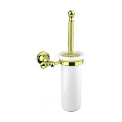 Ершик Cezares OLIMP, настенный, цвет золото 24 карат, с крышкой, латунь/латунный, крышка, округлый для туалета/унитаза