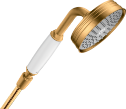 Лейка душевая Axor Montreux 100 1jet, настенная, округлая, с 1 режимом, латунная, цвет: шлифованное золото, ручная, для душа/ванной
