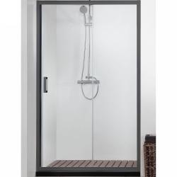 Душевая дверь Aquatek 2000х1200, двухэлементная, раздвижная, профиль черный, материал алюминий/стекло, стекло прозрачное, стеклянное