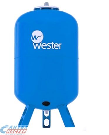 Бак расширительный 300 л (синий) Wester на ножках, на пол, вертикальный, мембранный, накопительный, напольный, для воды, антифриза, системы водяного отопления закрытого типа