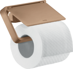 Держатель для туалетной бумаги Axor Universal Accessories, с крышкой, настенный, металлический, форма прямоугольная, для рулона туалетной бумаги, в ванную/туалет, цвет шлифованное красное золото, к стене