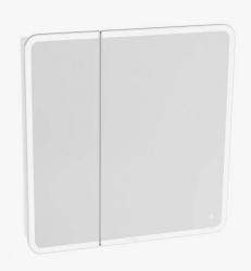 Зеркальный шкаф GROSSMAN АДЕЛЬ 80, 80х80х16 см, навесной, цвет белый, зеркало с подсветкой LED (ЛЭД), сенсорный выключатель , с 2 распашными дверцами/двухстворчатый, полки, механизм плавного закрывания, квадратный