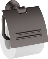 Держатель для туалетной бумаги Axor Montreux, с крышкой, настенный, металлический, форма округлая, для рулона туалетной бумаги, в ванную/туалет, цвет шлифованный черный хром, к стене
