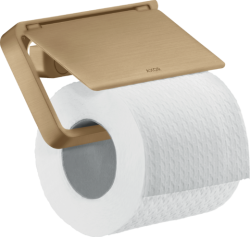 Держатель для туалетной бумаги Axor Universal Accessories, с крышкой, настенный, металлический, форма прямоугольная, для рулона туалетной бумаги, в ванную/туалет, цвет шлифованная бронза, к стене