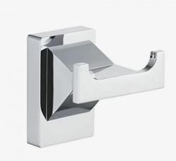 Крючок двойной ROSE, (хром) настенный, металлический, форма прямоугольная, для полотенец в ванную/туалет/душевую кабину