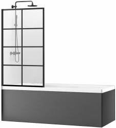 Шторка на ванну REA LAGOS-1 FIX 80, 800х1400 мм, фиксированная, профиль черный, прозрачное закаленное стекло, плоская/панель, ориентация универсальная