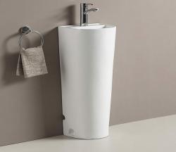 Раковина для ванной CeramaLux PB1017 32х87х28,5 напольная, полукруглая, керамическая/фарфоровая, цвет белый, с отверстием под смеситель, слив-перелив