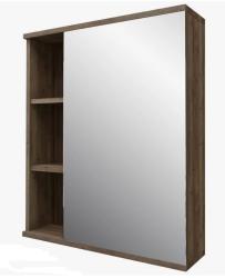 Зеркальный шкаф GROSSMAN ФОРТА 70, 70х70х16 см, навесной, цвет темный дуб галифакс, зеркало, с 1 распашной дверцей/одностворчатый, полки, механизм плавного закрывания, квадратный