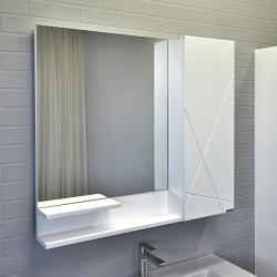 Зеркальный шкаф Comforty Мерано 90, 90х80х15 см, подвесной, цвет белый матовый, зеркало, с 1 распашной дверцей/полки, механизм плавного закрывания, прямоугольный