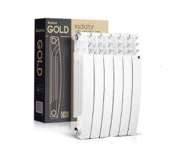 Радиатор RADENA GOLD 500/100, 8 секций, алюминиевый, панельный, боковое подключение, для отопления квартиры, дома, мощность 1552 Вт, настенный/напольный, цвет белый