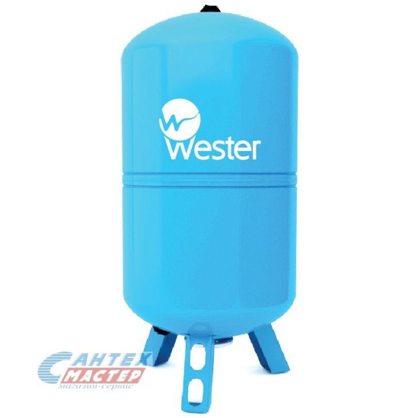 Бак расширительный 50 л (синий) Wester без ножек, на стену, вертикальный, мембранный, накопительный, настенный, для воды, антифриза, системы водяного отопления закрытого типа