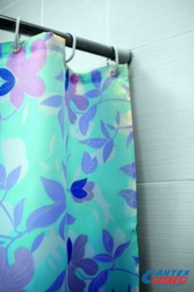 Шторка АкваЛиния для ванной комнаты полиэстер голубой листья 020A-2(2)