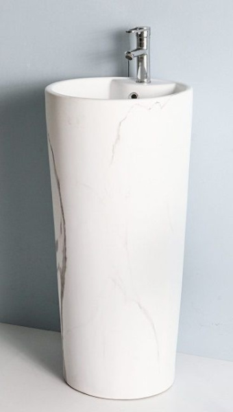 Раковина GID Nb131ws 40х84х40 напольная, круглая, керамическая/фарфоровая, цвет белый, с отверстием под смеситель, слив-перелив