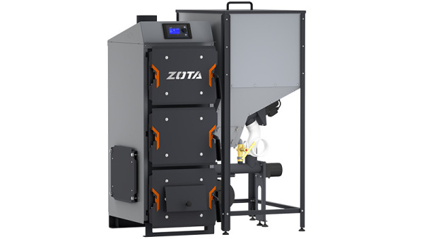 Котел твердотопливный Zota Focus 22 кВт, (220 кв. м) пеллетный, одноконтурный, напольный, традиционный, с открытой камерой сгорания