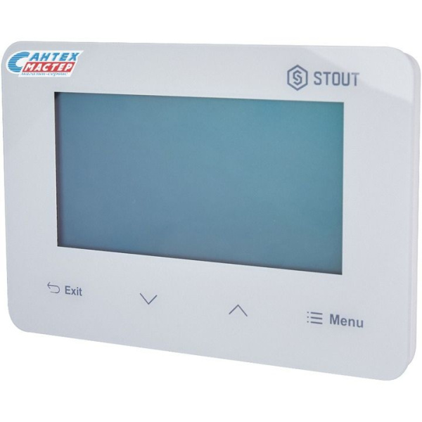 Терморегулятор STOUT TECH ST-293v3 температурный, проводной (белый) двухпозиционный, комнатный, для систем электрического теплого пола, термостат электронный, программируемый, с жк дисплеем, аналоговый, температуры, с таймером