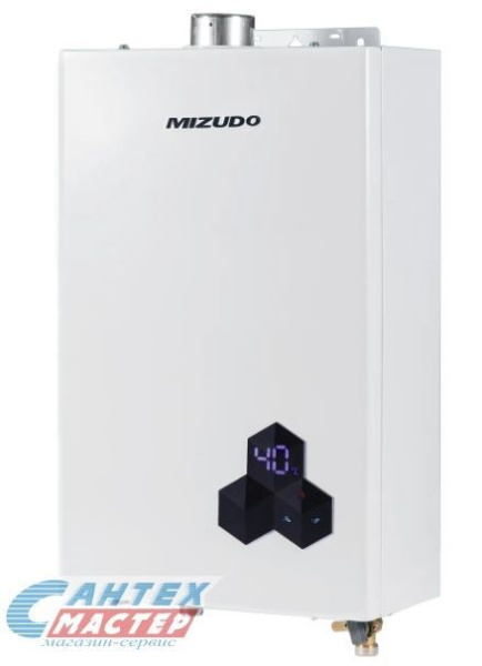 Газовая колонка MIZUDO ВПГ 4-10 Т (20 кВт) Полу-ТУРБО Oxygen free Euro (водонагреватель газовый) настенный, вертикальный, 20 кВт, 10 л/мин, 520х330х140 мм, (цвет белый, прямоугольный, плоский) с нижнее подводкой
