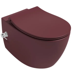 Унитаз подвесной ISVEA Sentimenti Neo, с функцией биде, 363х510х340 мм, цвет: бордовый матовый, горизонтальный (в стену) выпуск, без сиденья, безободковый, антивсплеск, под скрытый бачок