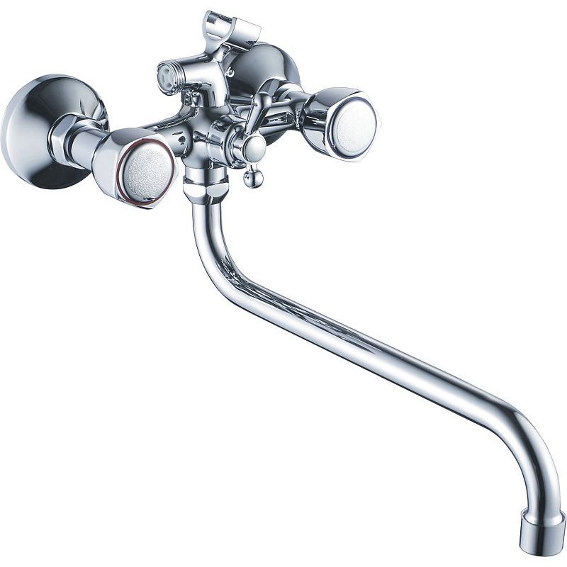 Смеситель для ванны/душа HAIBA CRON двухвентильный, хромированный, настенный, излив длинный 300 мм, поворотный, силумин, цвет хром