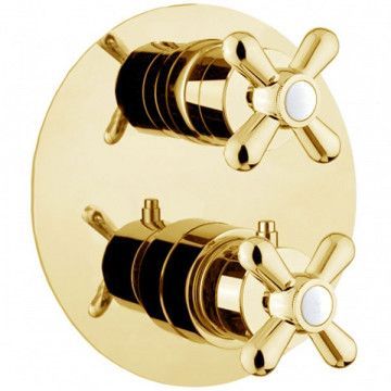 Смеситель для душа Webert Armony термостатический, скрытого монтажа, на 2 потока, керамический, настенный, без излива/шланга/лейки, латунь золото