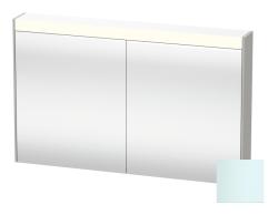 Зеркальный шкаф Duravit Brioso, 122х76х14,8 см, подвесной, цвет: светло-голубой, зеркало с подсветкой LED/ЛЭД, выключатель/розетка, с 2 распашными дверцами/двухстворчатый, 4 стеклянные полки, прямоугольный
