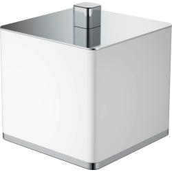 Стакан для ватных дисков Boheme, настольный, латунь, форма квадратная, для ваты в ванную/туалет/душевую кабину, с крышкой, цвет белый/хром