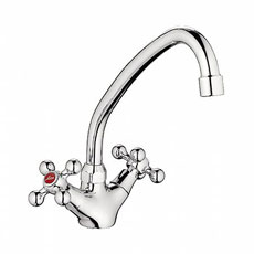 Смеситель для кухни/мойки LEDEME, двухвентильный, поворотный, силуминовый, длина излива 189 мм, силумин, цвет хром