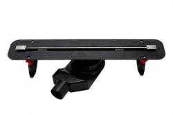 Душевой лоток Pestan Confluo Slim Line 550, решетка хром матовый, для душа в полу, с гидро затвором, горизонтальный выпуск, нержавеющая сталь, прямоугольный