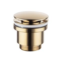 Донный клапан Lemark 1/4 дюйма, клик-клак (Click/Clack), круглый, латунь, цвет золото,  для раковины, без перелива, для умывальника/рукомойника