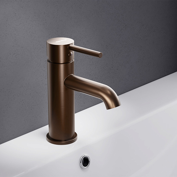 Смеситель для раковины/умывальника Damixa Scandinavian Pure, однорычажный, неповоротный, керамический, длина излива 115 мм, латунь, цвет розовое золото