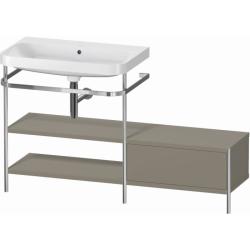 Консоль с раковиной Duravit Happy D.2 Plus c-bonded, 120х49х85 см, напольная, металл/ДСП 2 выдвижных ящика, левая, цвет: каменно-серый шелковисто-матовый /умывальник, цвет белый, керамика, без отверстия под смеситель