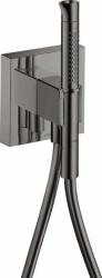 Душевой гарнитур AXOR Starck Organic, комплект: держатель душевой лейки/душевая лейка/душевой шланг, цвет полированный черный хром, скрытого монтажа, квадратный, настенный, для душа/ванной