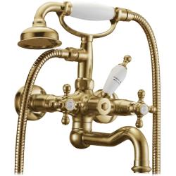 Смеситель для ванны/душа Boheme Medici Presente, двухвентильный, настенный, керамический, поворотный, длина излива 152 мм, латунь, цвет бронза