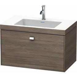 Тумба c раковиной Duravit Brioso, 80х48х50,2 см, подвесная, 1 выдвижной ящик, ДСП, цвет: сосна терра/хром /Vero Air, мебельная, прямоугольная, цвет белый, фарфоровая, с площадкой под смеситель, без перелива