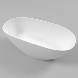 Ванна Whitecross Onyx A, 160х75 см, из искусственного камня, цвет- белый матовый, (без гидромассажа) овальная, отдельностоящая, правосторонняя/левосторонняя, правая/левая, универсальная