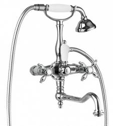 Смеситель для ванны/душа Cezares Nostalgia, настенный, двухвентильный, поворотный, длина 285 мм, керамический, латунь, цвет хром
