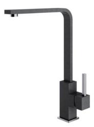 Смеситель для кухни ALVEUS GENESIS JENNY G91 CARBON однорычажный, поворотный, керамический, с высоким Г-образным изливом, высота излива 30,6 см, латунь, покрытие гранит, цвет карбон, на мойку
