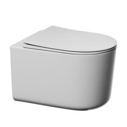 Унитаз подвесной ABBER Ultra 520х360х320 мм цвет белый, горизонтальный (прямой) выпуск, смыв каскадный, с ультратонким ободком, система антивсплеск, с сиденьем микролифт, дюропласт