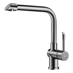 Смеситель для кухни/мойки Lemark Expert, однорычажный, поворотный, керамический, длина излива 242 мм, нержавеющая сталь, цвет сталь