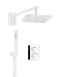Душевая система встраиваемая Deante BOX, цвет белый, комплект: термостатический смеситель/тропический душ (с верхней лейкой)/лейка/держатель лейки/шланг, латунь