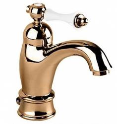 Смеситель для раковины Cezares Margot, однорычажный, высокий, длина излива 125 мм, неповоротный, керамический, латунь, цвет бронза, с донным клапаном