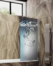 Душевая шторка на ванну MaybahGlass, 140х50 см, стекло с рисунком (ФП010)/профиль широкий, цвет хром, фиксированная, закаленное стекло 8 мм, плоская/панель, правая/левая, правосторонняя/левосторонняя, универсальная